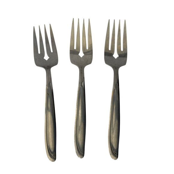 Oneida Sand Dune Groove Down Side Stainless Steel Salad Forks Set of 3 - Picture 1 of 5